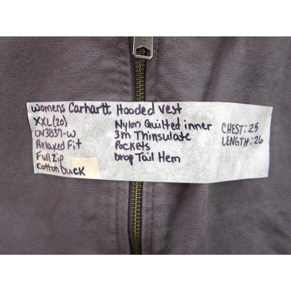 Carhartt Size XXL (20) Women’s Duck Canvas Hooded Vest Quilt Lined 3M Thinsulate - Picture 5 of 10